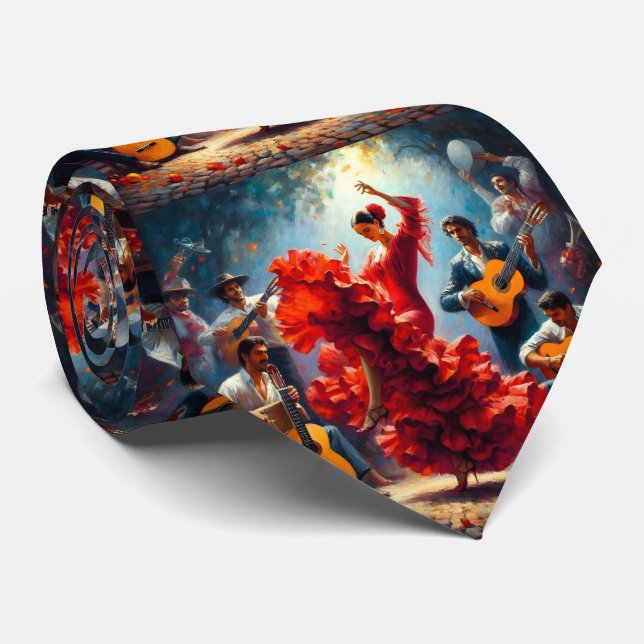 Flamenco Dancer Spanish Music Band  Tie (Rolled)