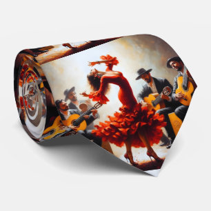 Flamenco Dancer Spanish Music Band Tie