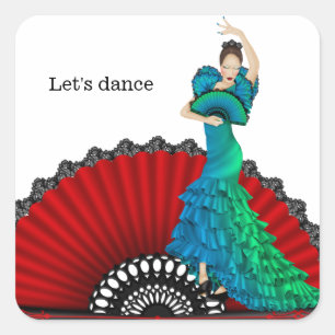 Flamenco dancer square sticker