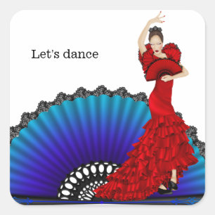 Flamenco dancer square sticker
