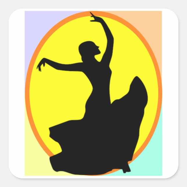 Flamenco Dancer Sun Multi Square Sticker (Front)