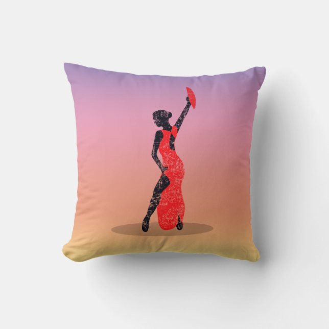 Flamenco Dancer Throw Pillow (Front)