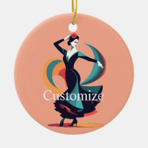 Flamenco Dancer Thunder_Cove Ceramic Ornament