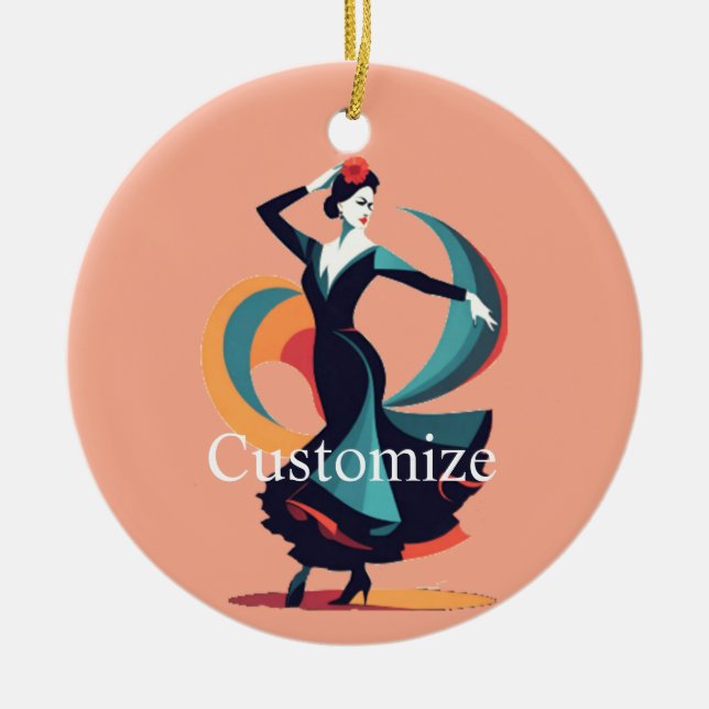 Flamenco Dancer Thunder_Cove Ceramic Ornament (Front)
