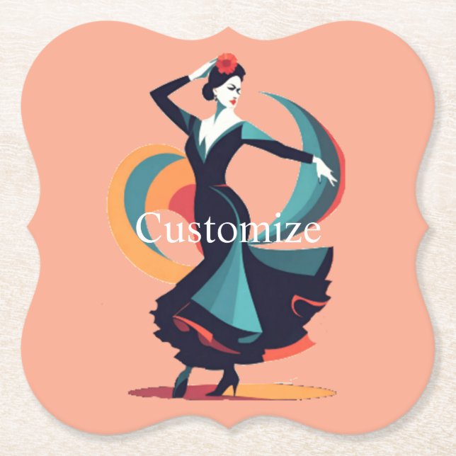 Flamenco Dancer Thunder_Cove Paper Coaster (Front)