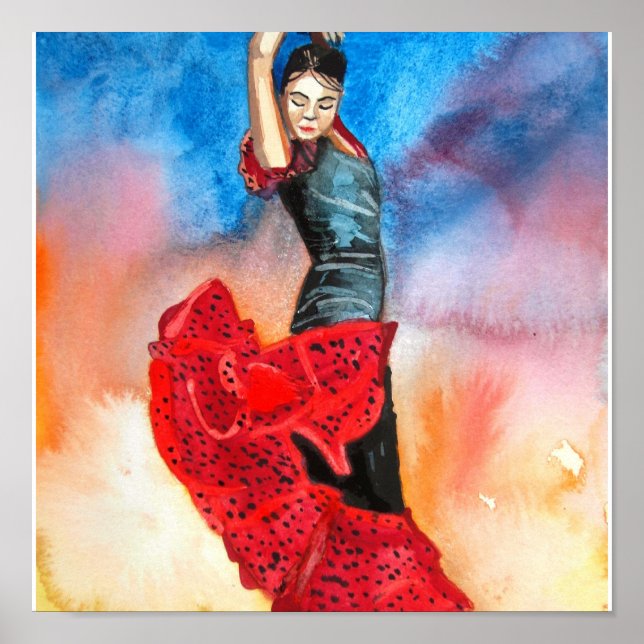 FLAMENCO DANCER watercolor Poster (Front)