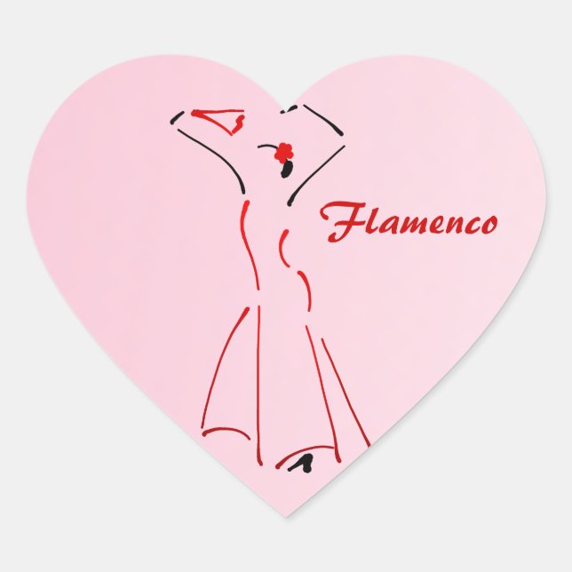Flamenco Dancer with Customizable Text Heart Sticker (Front)