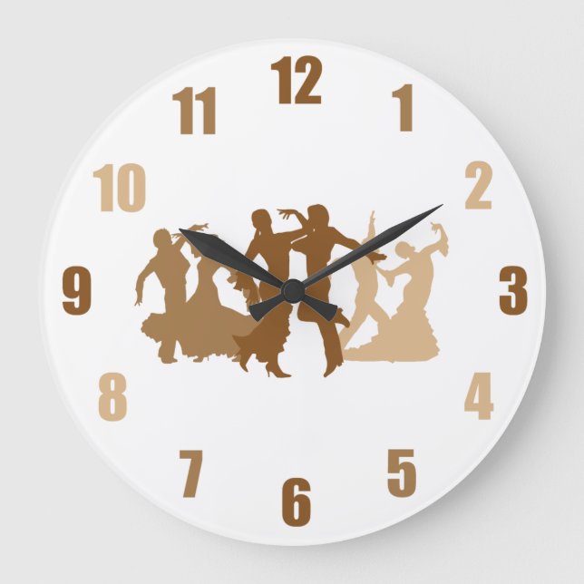 Flamenco Dancers Illustration Large Clock (Front)