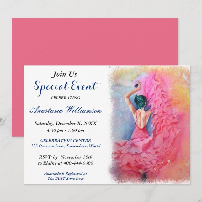 FLAMENCO DANCING PARTY EVENT INVITE (Front/Back)