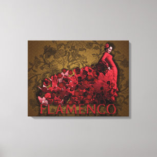 Flamenco Lady Spain Dance Art red black brown Canvas Print