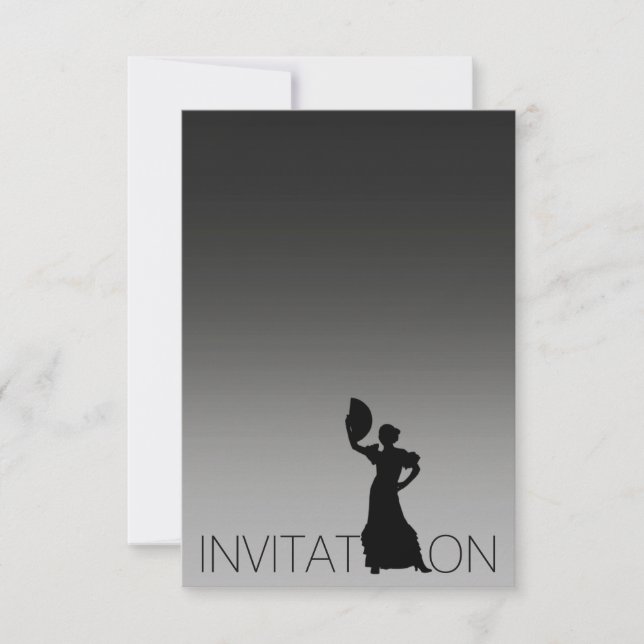 Flamenco Latin Dance Party Grey Black Ombre Invitation (Front)