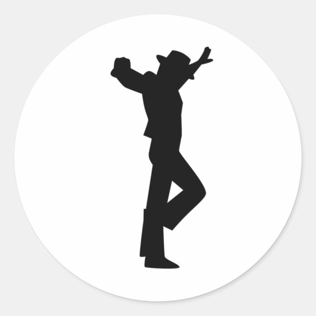 Flamenco Male Dancer Black Classic Round Sticker (Front)