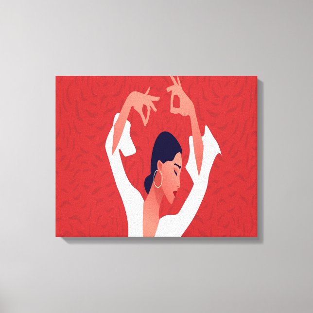 Flamenco Red Art Canvas Print (Front)