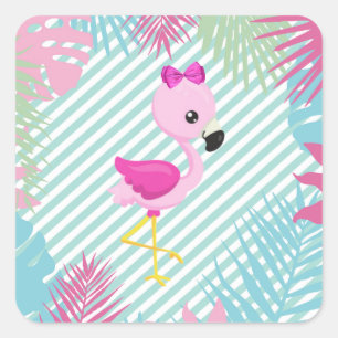 Flamenco Rosa Baby for Customizing and Printing Square Sticker