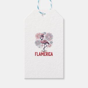 Flamerica Flamingo Patriotic Vintage Shirt Design_ Gift Tags