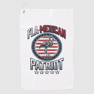 Flamerican Patriot Flamingo Vintage Vector Golf Towel