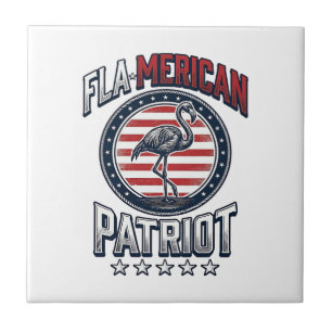 Flamerican Patriot Flamingo Vintage Vector Tile