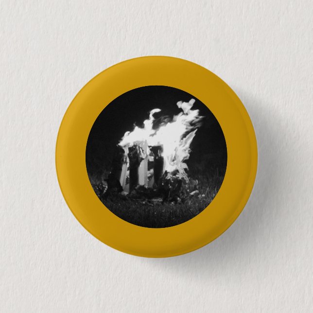 flames 1 inch round button (Front)