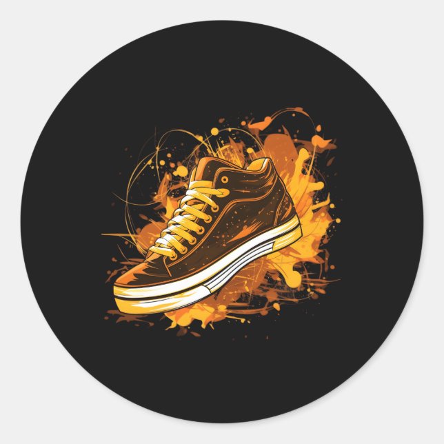 Flames And Fire Sneaker For Shoes Buyer Classic Round Sticker (Front)