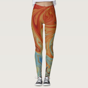 Flames And Water Abstract Design Best fine art Leggings
