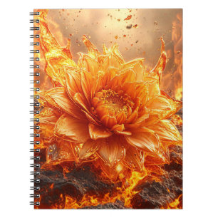 Flames are flying around a flower notebook