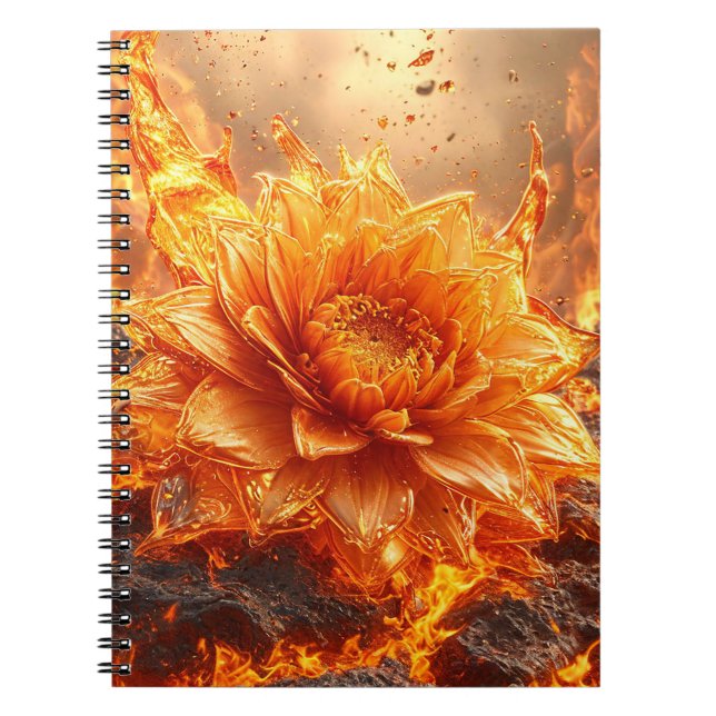 Flames are flying around a flower notebook (Front)
