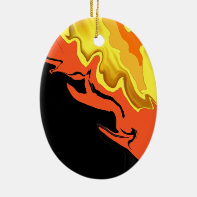 Flames at Night Ceramic Ornament (Back)
