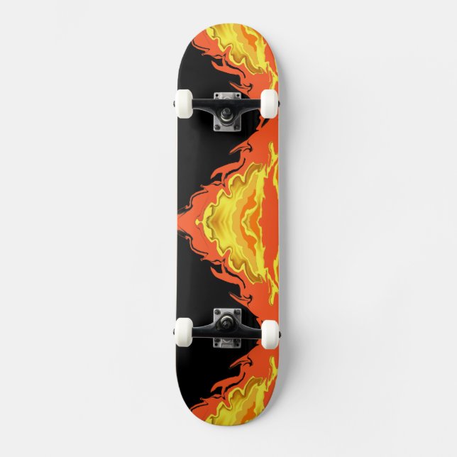 Flames at Night Skateboard (Front)