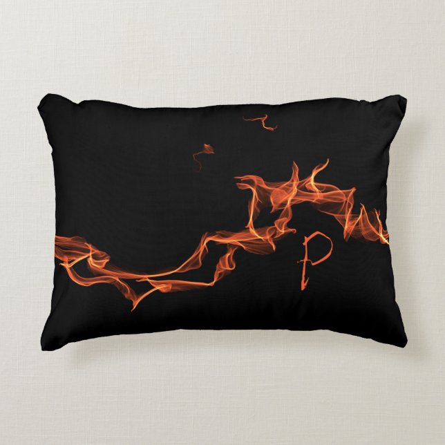 Flames Custom Monogrammed Accent Pillow (Front)