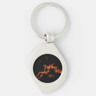 Flames Custom Monogrammed Keychain