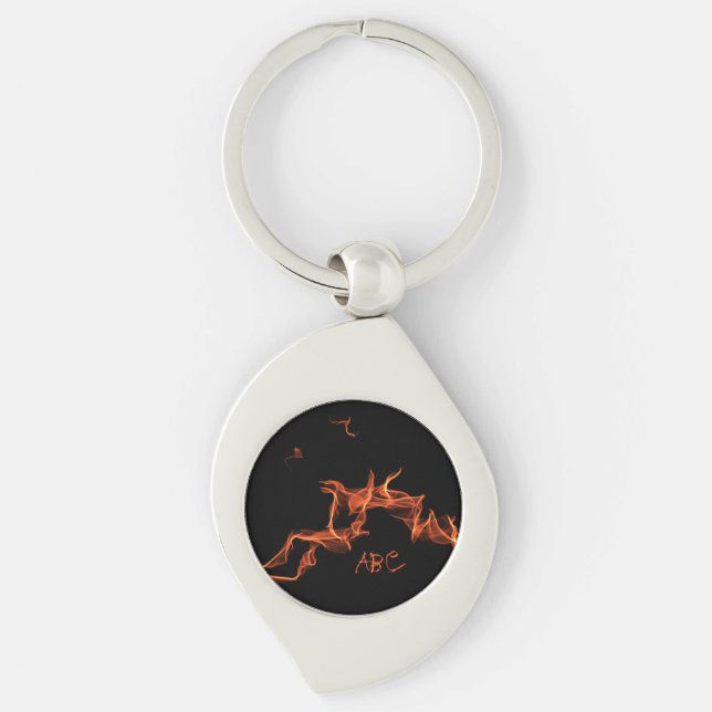 Flames Custom Monogrammed Keychain (Front)