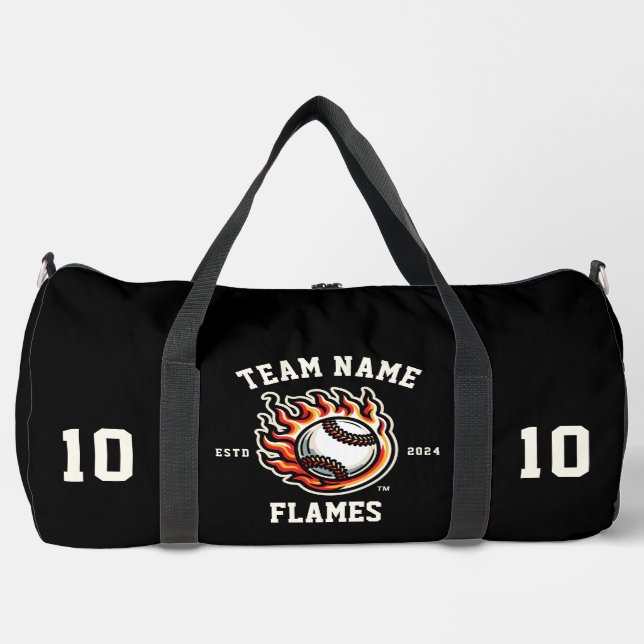 Flames "Customizable" Baseball Duffle Bag (Front)