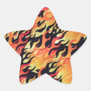 Flames Fire Customize add Name or Text Star Sticker