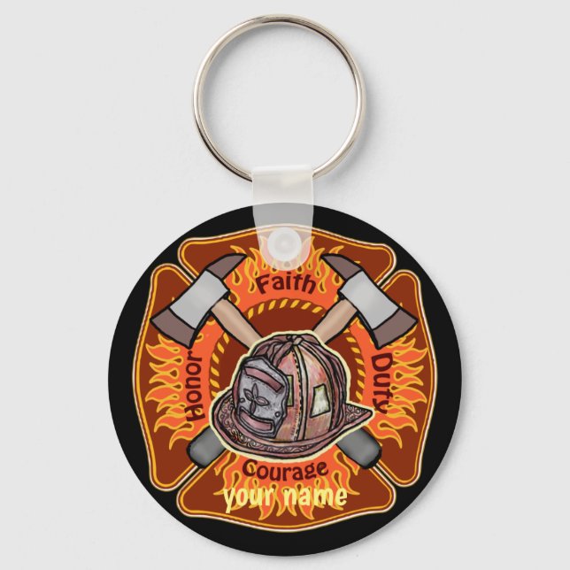 Flames Firefighter keychains (Front)