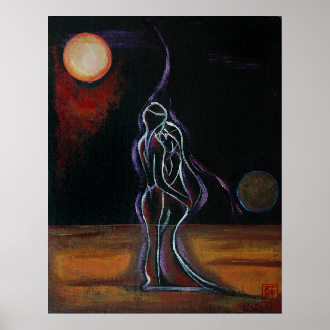 Flames jumelles 18,5 po x 23,5 po Impression de l' (Devant)