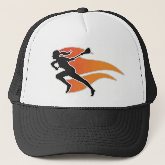Flames Lacrosse Logo Trucker Trucker Hat (Front)