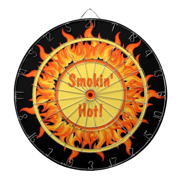 Flames of Fire Black Personalized Dartboard (Front)