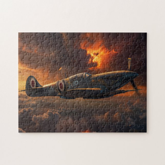 Flames of the Sky: A Spitfire's Ascent Jigsaw Puzzle (Horizontal)