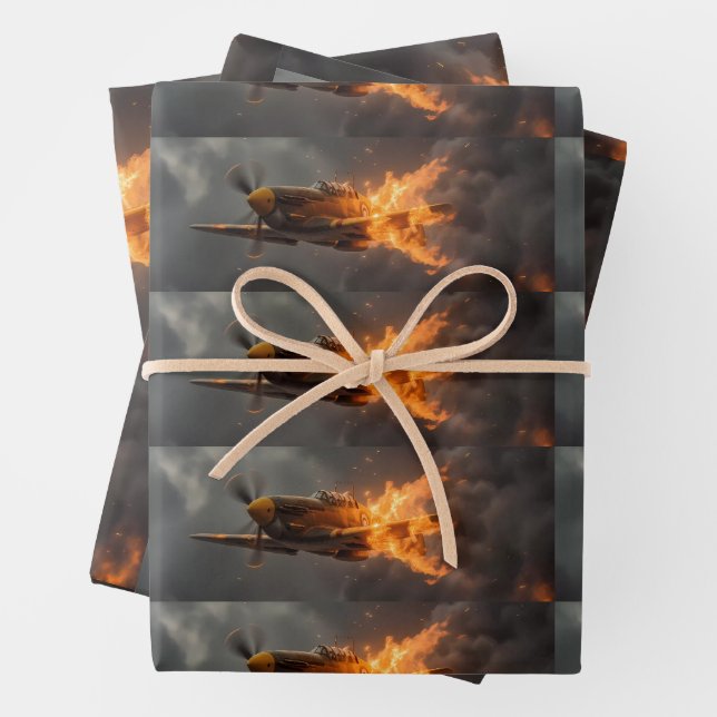 Flames of the Sky: A Spitfire's Ascent Wrapping Paper Sheet (In situ)