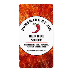 Flames Red Hot Chili Sauce Pepper Étiquette