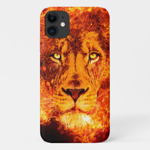 Flames Red Orange Lion Face iPhone 11 Case