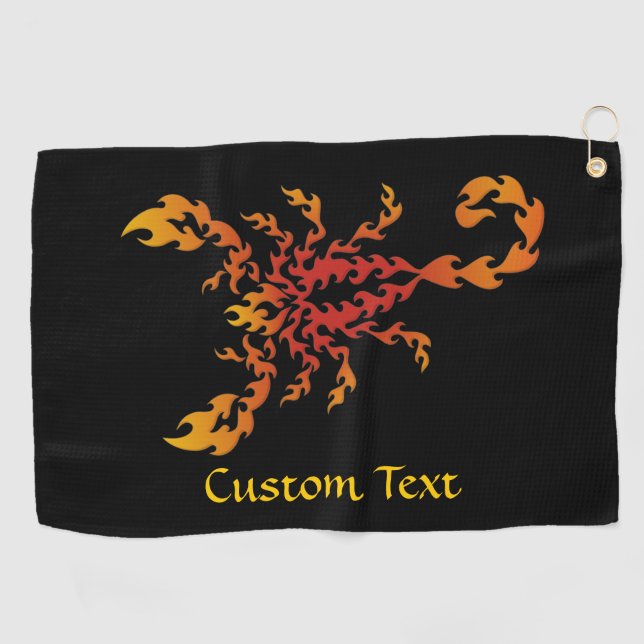 Flames Scorpion Golf Towel (Horizontal)