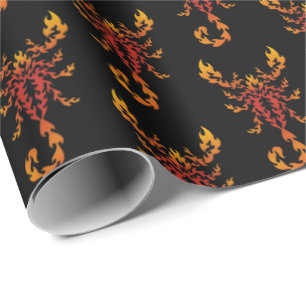 Flames Scorpion Pattern Wrapping Paper