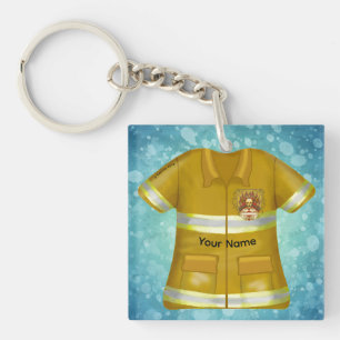 Flames Shield Firefighter Keychain