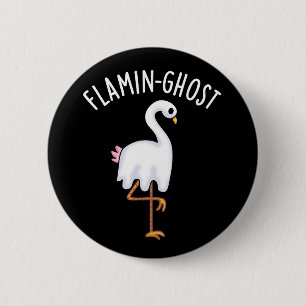 Flamin-ghost Funny Flamingo Ghost Pun Dark BG 2 Inch Round Button