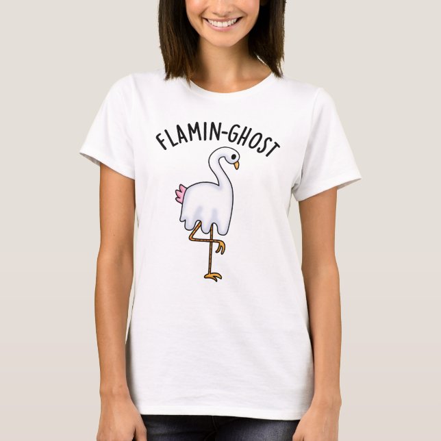 Flamin-ghost Funny Flamingo Ghost Pun  T-Shirt (Front)