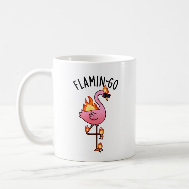 Flamin-go Funny Flamingo Pun  Coffee Mug (Left)