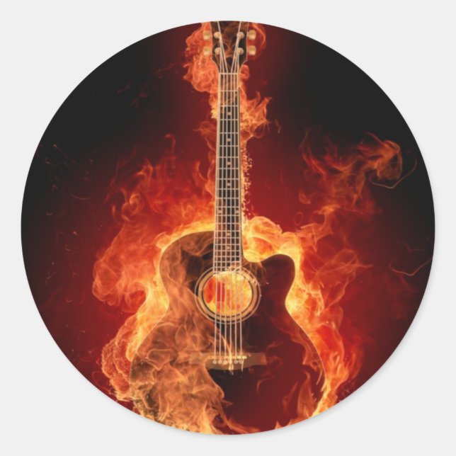flamin guitar classic round sticker (Front)