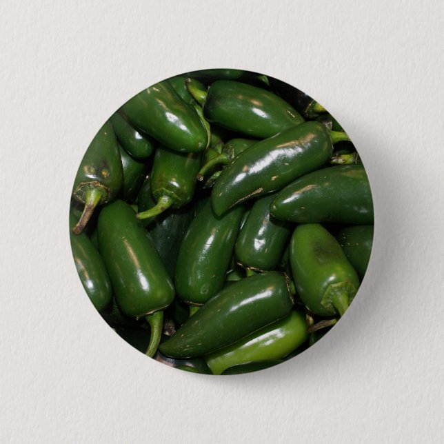 Flamin' Hot Green Jalepeno Peppers Art 2 Inch Round Button (Front)