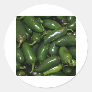 Flamin' Hot Green Jalepeno Peppers Art Classic Round Sticker